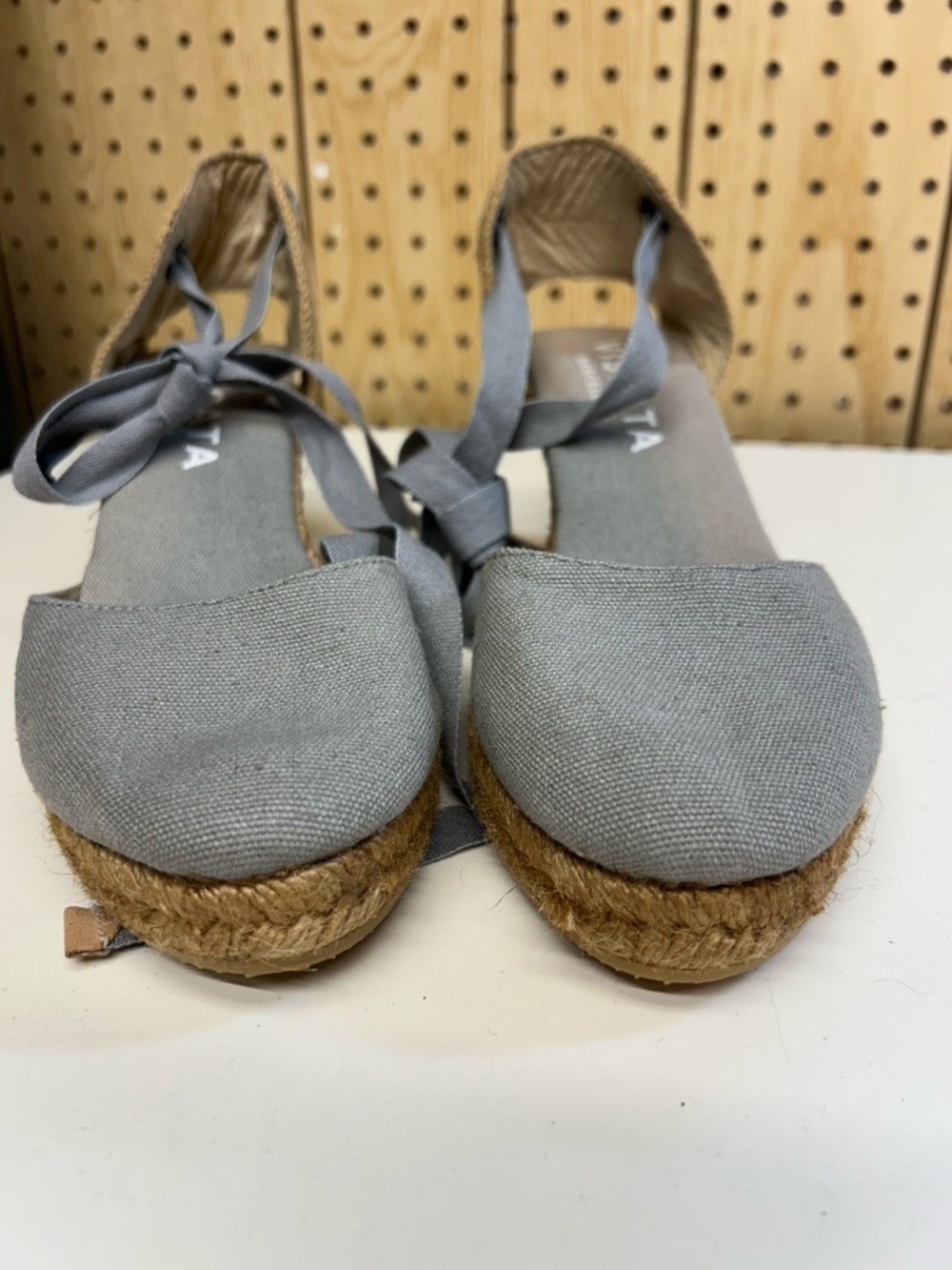 VISCATA Gray Canvas Espadrille Tie-Ankle Flats - Picture 3 of 8